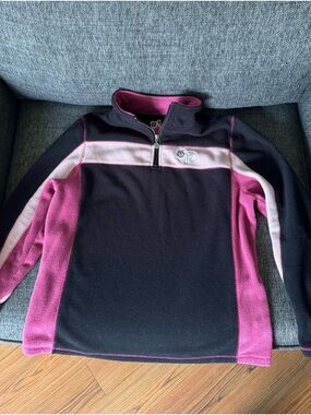 Y2K Black and Pink Quarter-Zip Fleece with OP Logo Detail